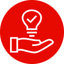 icon of hand and i light bulb